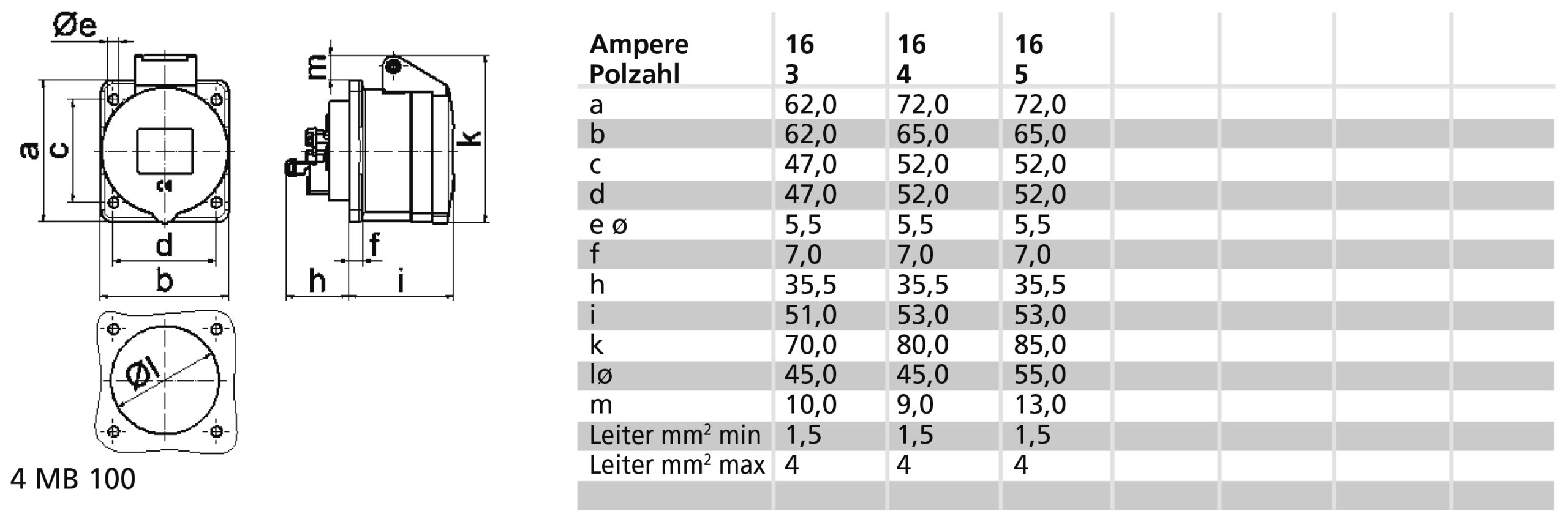 ICD 10h 16A 3P >50V IP44 72x65 QC - Afbeelding 2