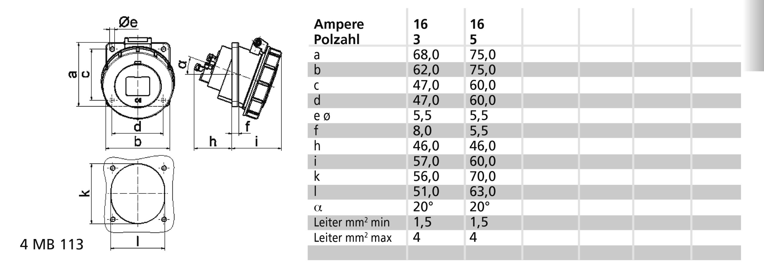 ICD 6h 16A 3P 230V IP67 68x62 QC Sch - Afbeelding 2