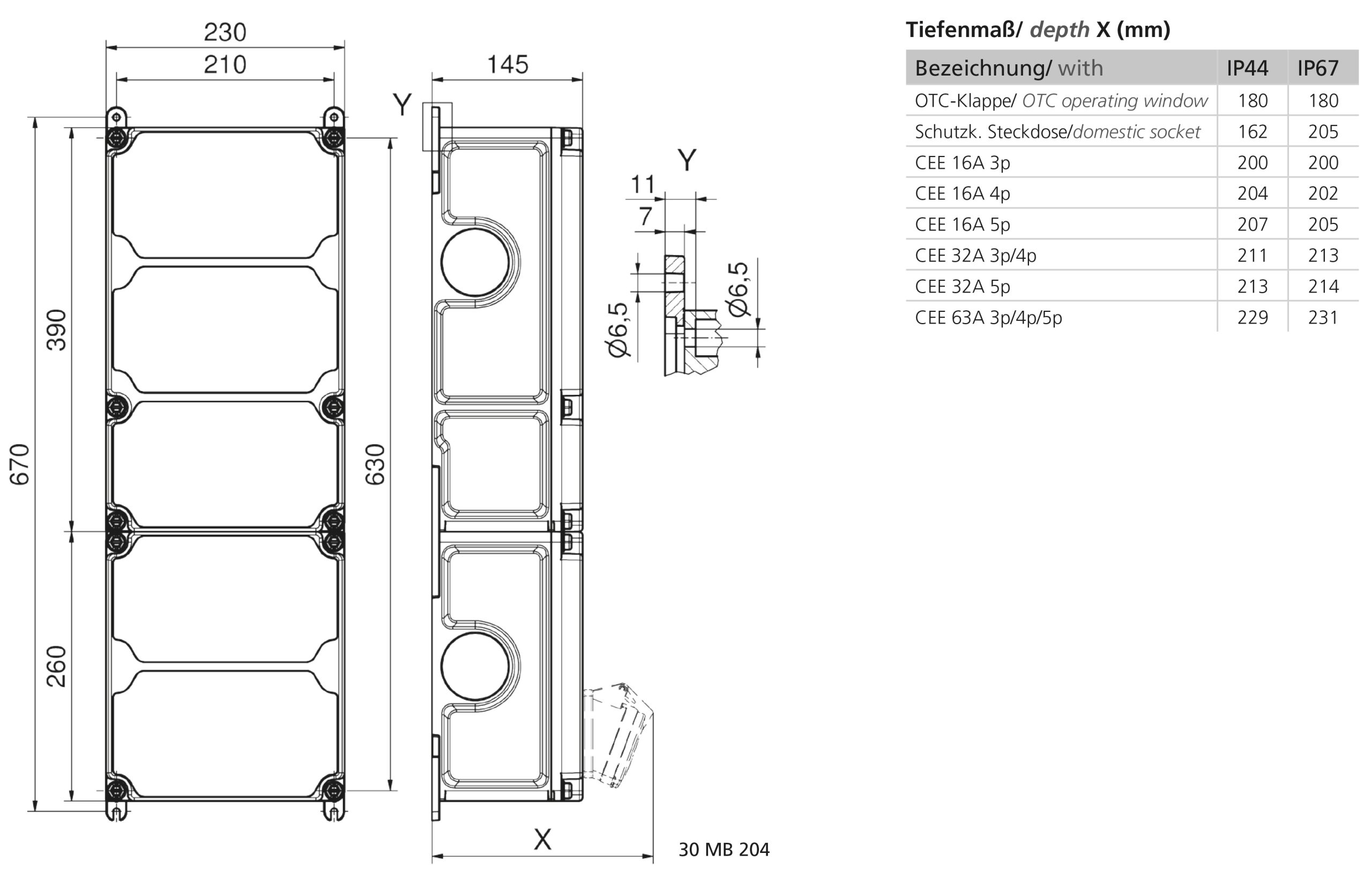 VARIABOX 6x Schuko, 1x 16A 5P, 1x 32A 5P - Afbeelding 2