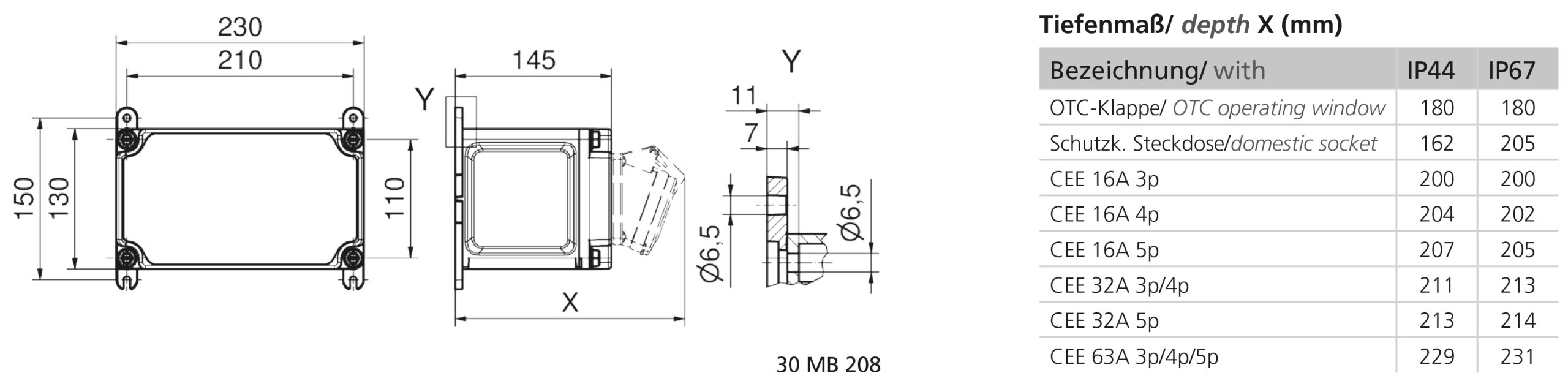 VARIABOX 1x Schuko, 1x 16A 3P - Afbeelding 2