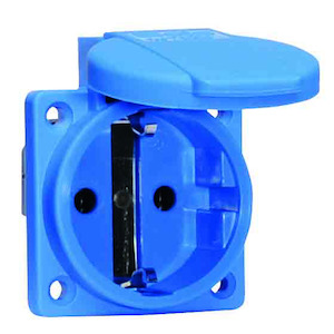 Schuko ICD 16A 2P+Ra 230V IP54 50x50 Bl Ni