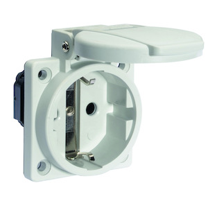 Schuko ICD 16A 2P+Ra 230V IP54 50x50 Gr Ni