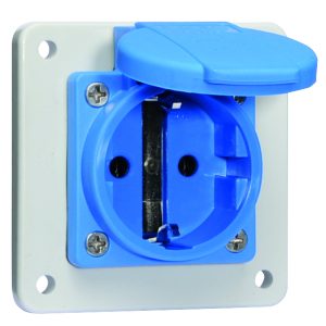 Schuko-inbouwcontactdoos, vernikkelde contacten, IP54